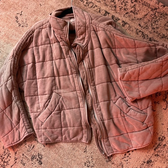 NWOT Free People Dolman Quilted Knit Jacket Dirty Rose - Picture 5 of 9